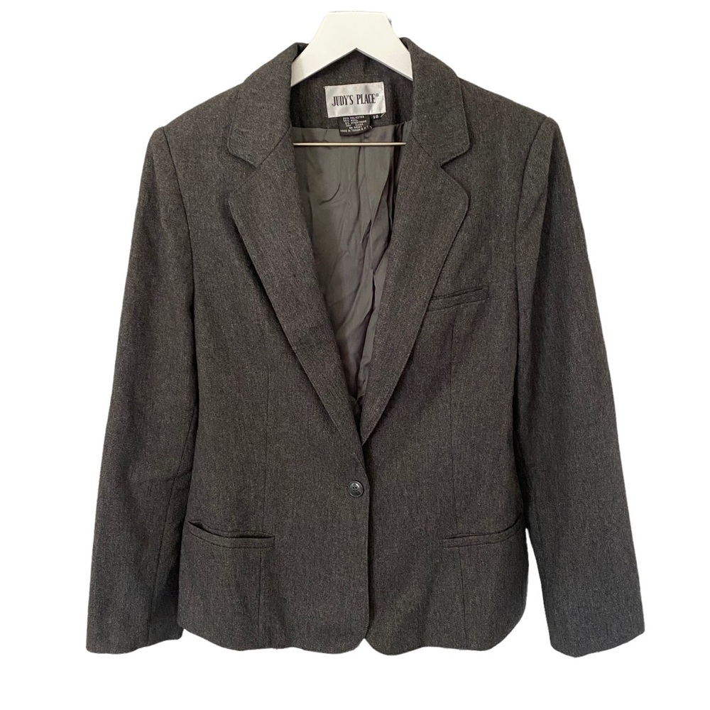 Judy’s Place Women’s Wool Blend Lined Button Front Blazer Size 18 - Grey